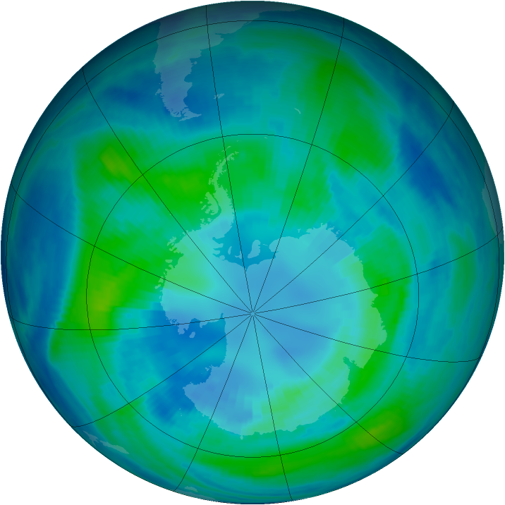 Antarctic ozone map for 10 April 1999
